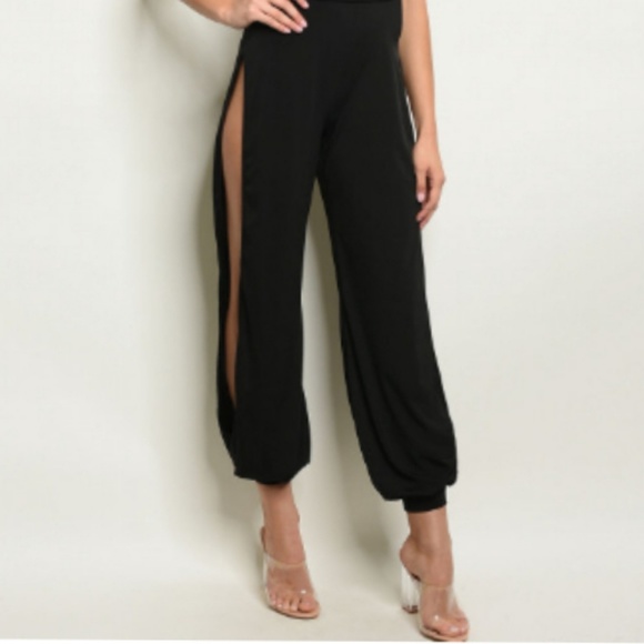1 LEFT  BLACK SIDE SLIT JUMPSUITπ· - Picture 4 of 5